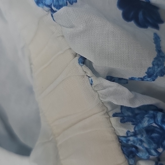 Forever 21 Cotton Balloon Puff Sleeve Floral Crop Top Size L - Picture 4 of 5